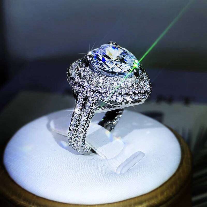925 Silver Romantic Female Heart-shaped Austrian Crystal Big White Zircon Wedding Rings For Women Valentine's Day s H260312