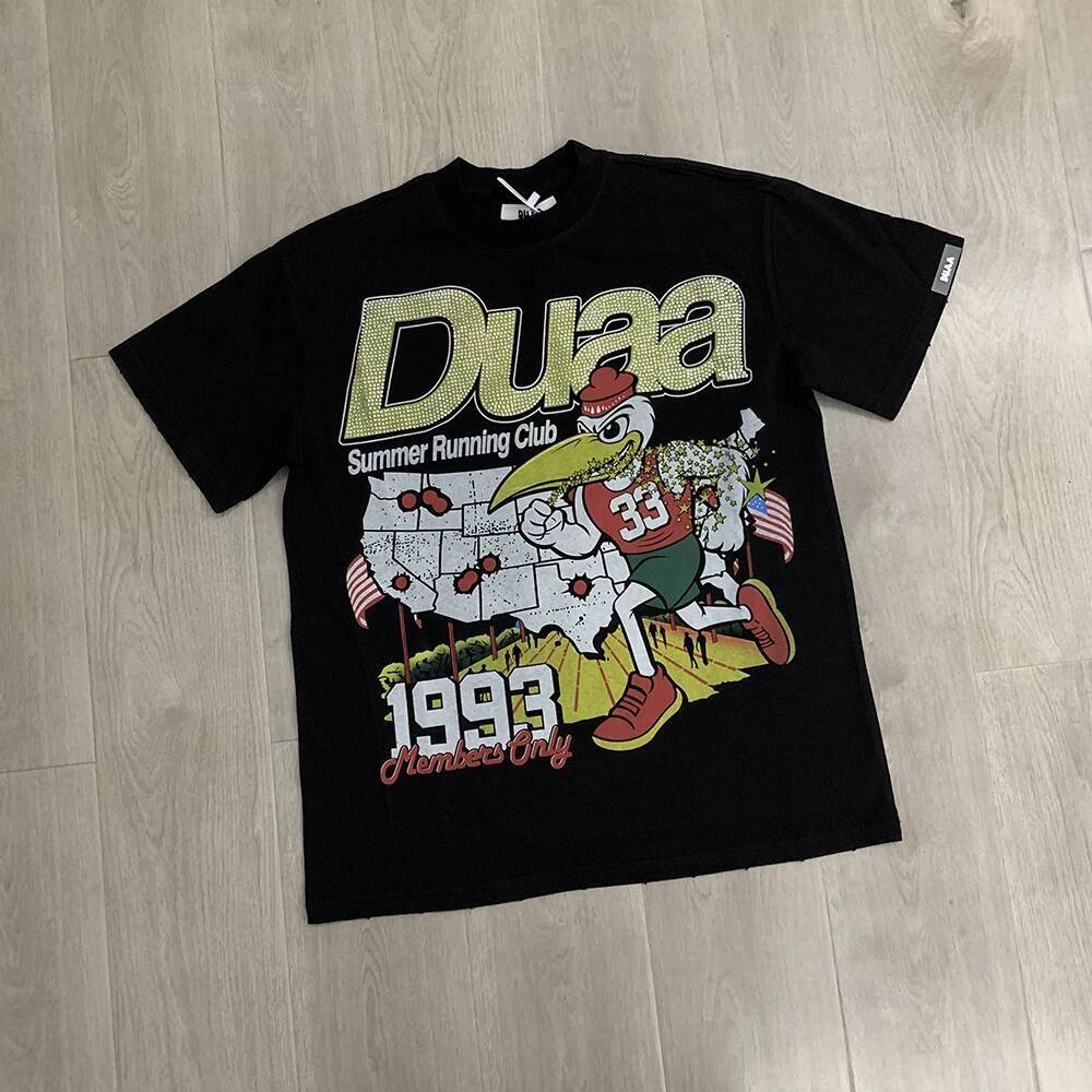 Summer Running Club Rhinestone Cotton Short Sleeve Tshirts for Men and Women Harajuku Hip Hop Loose Shinning Diamond Top Tees ddmythur