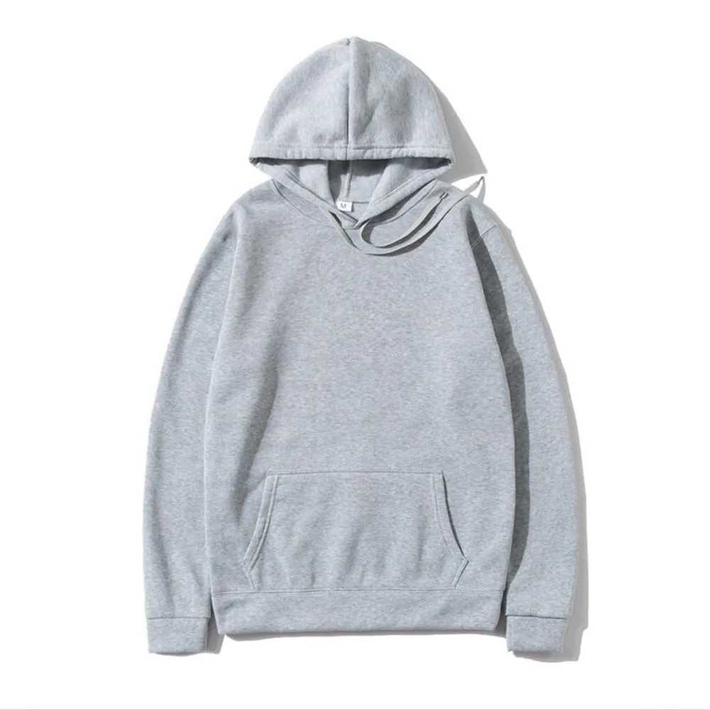 Autumn fashion loose tops solid colour hooded polyester mens sweatshirt simple casual M260312