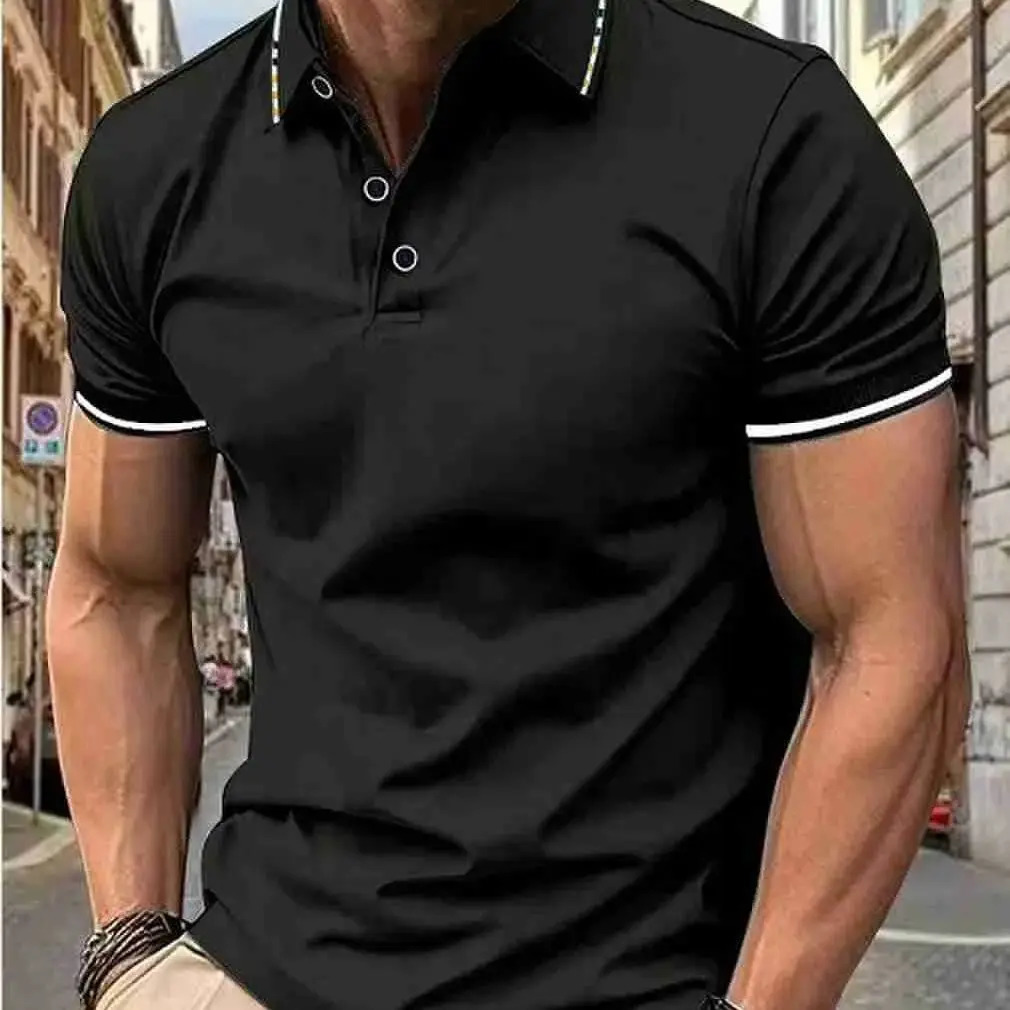 Mens summer casual fashion polo shirt short sleeve mens short sleeve color lapel top T-shirt short sleeve lapel fashion 260311