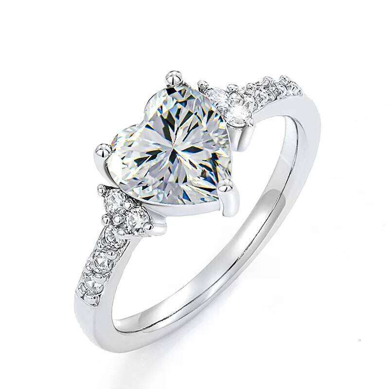 Hot Selling Cubic Zirconia Women's Ring Charming Heart Shape Romantic Bridal Accessory For Weddings Fashion Jewelry Size 5-11 H260312