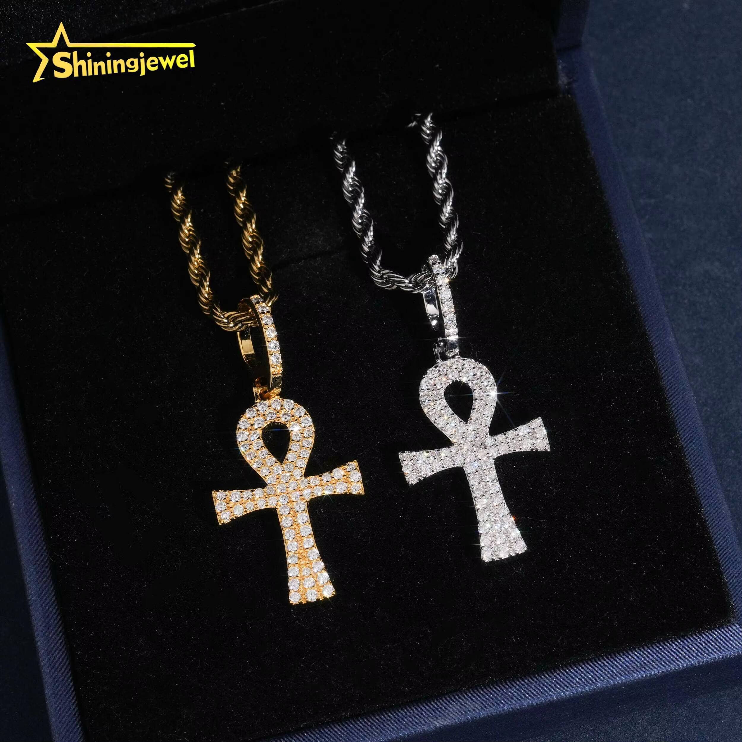 GRA Iced Out VVS Moissanite Corss Pendant Men Hip Hop Jewelry 925 Sterling Silver Fashion Pendants Charms for Necklace