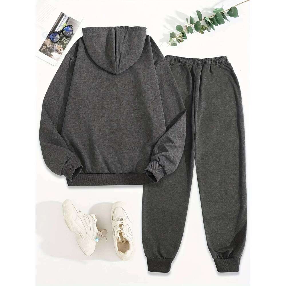 Womans Tracksuit Two Piece Set Hooded Sweatshirts+Sweatpants Suit Lady Casual Jogging Pullovers Fashion Sports Outfits Clothing C260312