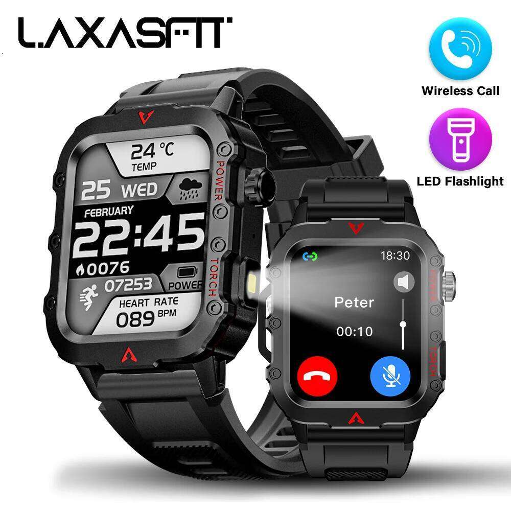 LAXASFIT Sports LED Flashlight Music Player Fitness Tracking Bluetooth Calling Sleep Monitoring 2025 New Smart Watch