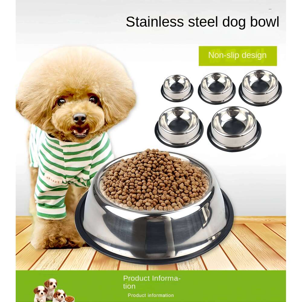 Stainless Steel Pet Feeding Cat and Dog Drinking Metal Feeder Bowl Durable Easy To Clean 6 Sizes 26Y0312