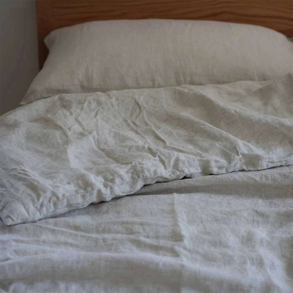 Zipper Duvet and 2 Pillowcases Pure Linen Bedding Set Single Couple Quilt Cover King Queen Double Size Bed H260312