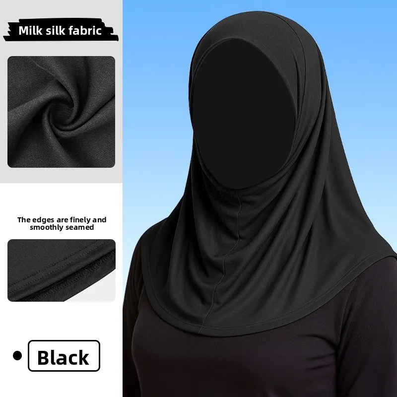 Womens Milk Silk Hat Scarf Head Cover Solid Color High-Stretch Headband Extended Neck Protection Sun Protection Headscarf Hat 260304