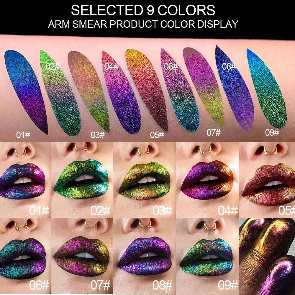 Chameleon Metal Liquid Lipstick Brightening Lip Gloss Multi-Color Long-Lasting Moisturizing Non-Stick Cup W260311