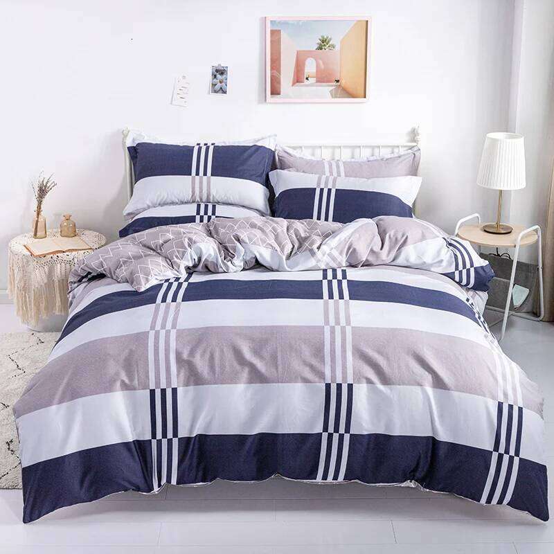 3PC 100% Set Striped Printing 1PC Duvet Cover 2PC Pillowcase Cotton Soft Skin Friendly Bedding H260312