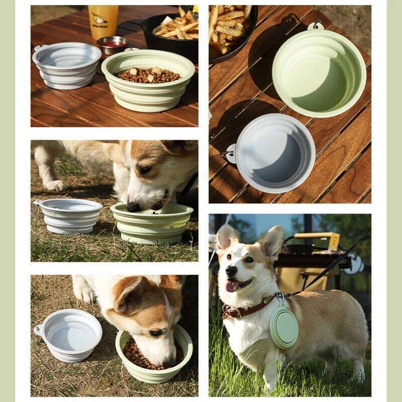 Feeders Folding Silicone Outdoor Travel Foldable Portable Cat Dog Food Water Container Feeding Tray Bowl Pet Supplies 26Y0312