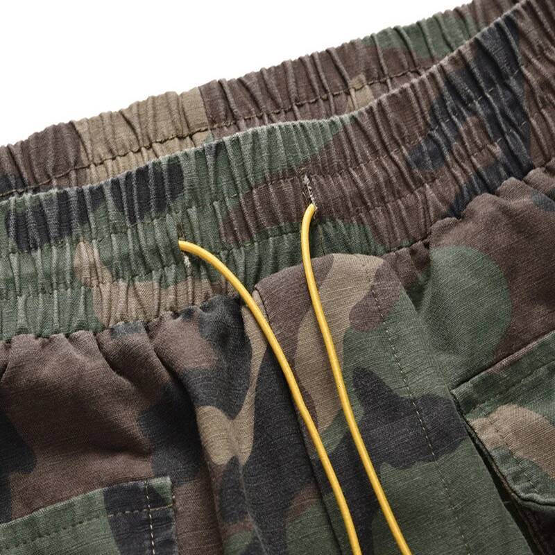 Summer Men's Camouflage Multi-pocket Elastic Waist Military Camo Cargo Shorts Male