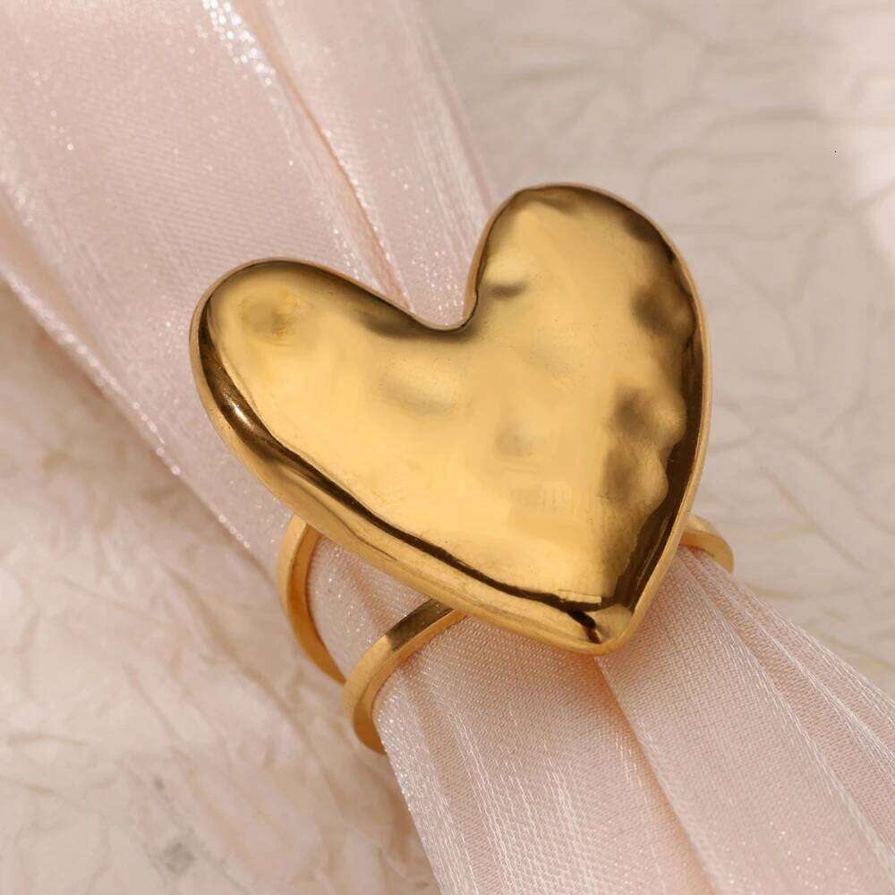 Sweet Heart Open Rings For Women 2025 Trend Gold Color Stainless Steel Ring Wedding Fashion Brand Jewelry Accessories Gift H260312