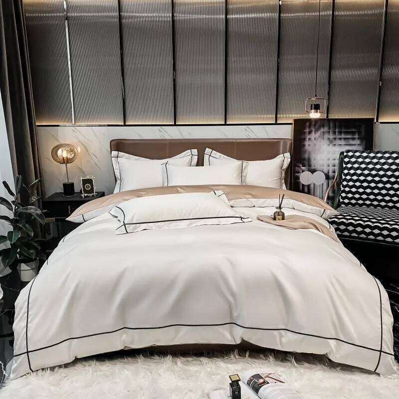 White Gray Egyptian Cotton Hotel Duvet Cover set 600TC Long Staple Silky Soft and Easy Case Bedding Set Bed Sheet Pillowcases H260312