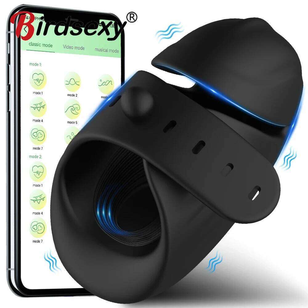 Bluetooth Vibrator Penis Delay Trainer Machine Glans Massager Male Masturbator Sex Toys for Men Adult Goods Z260312