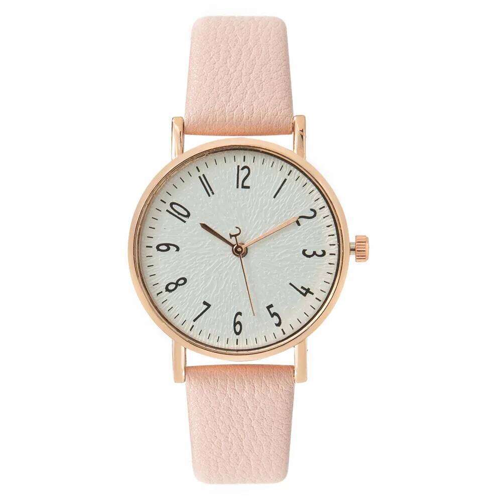 Fashion Ladies Digital Simple Brand Quartz Watch Hot 2023 New Casual Pink Leather Strap Women's Clock Dress Watches