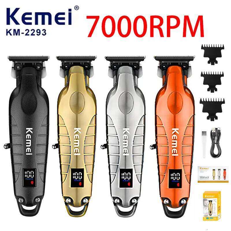 Kemei KM-2293 7000RPM Barber Professional Electric Clipper Trimmer Cordless USB Charging Rechargeable Hair Clippers C260312