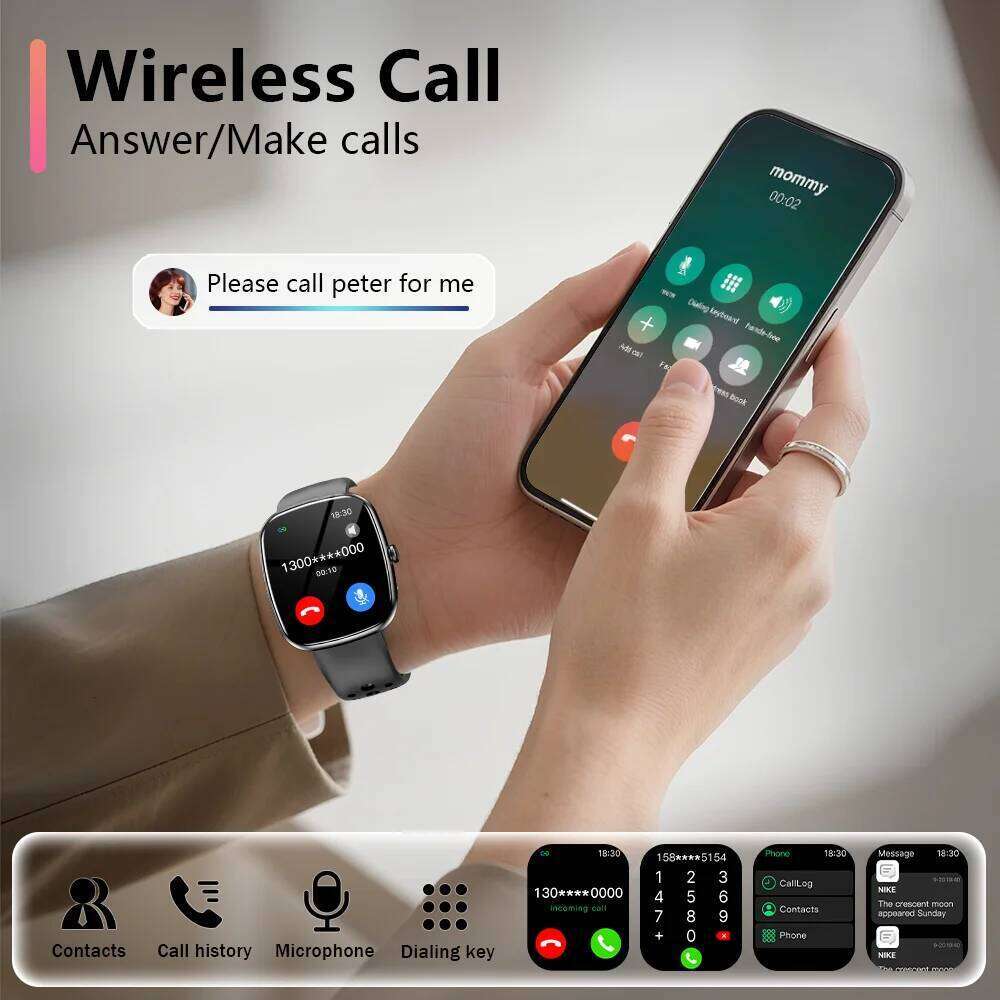 LAXASFIT New Men's Smart Watch 1.85-inch BT 5.4 Voice Call Music Playback Heart Rate Monitor Fitness Track Women's Smartwatch