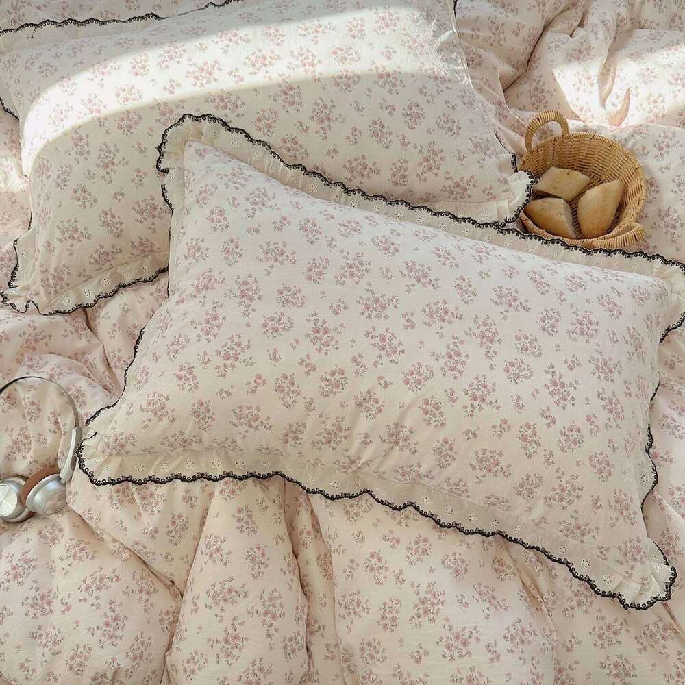 Floral Ruffles Princess Bedding Duvet Cover Pillowcases Bedsheet Skin-friendly Bed Linen Set Girls Room Bedclothes 3/4Pcs H260312
