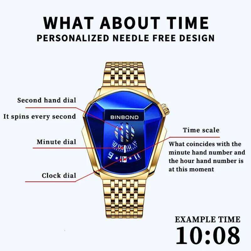 Binbond Popular Fashion Motorcycle Concept Men's Quartz Luminous Steel Band Mesh Watch Touch Screen black technology watch
