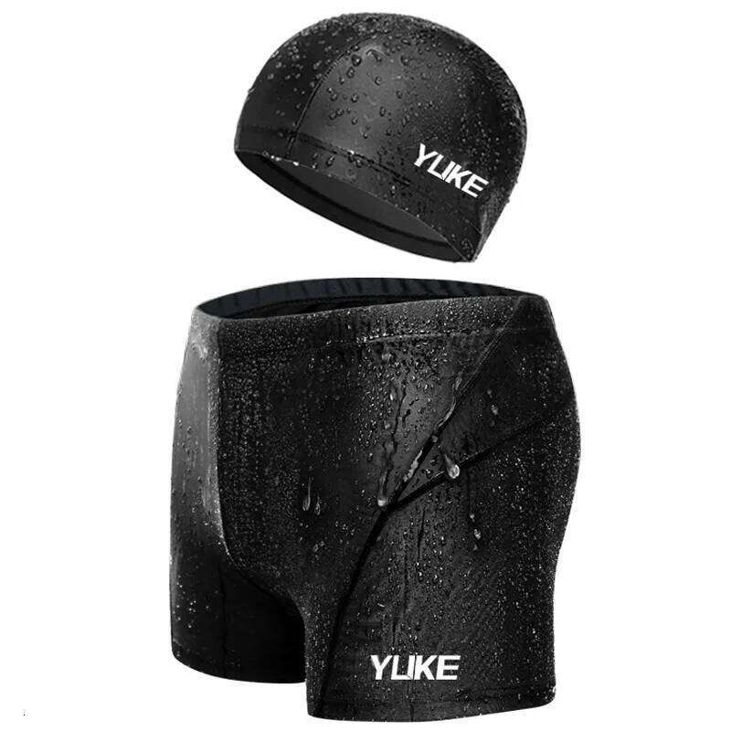 Trunks Men's Set Flat Angle Shorts Waterproof Quick-drying Suit Swimming Goggles Swim Cap Z260312