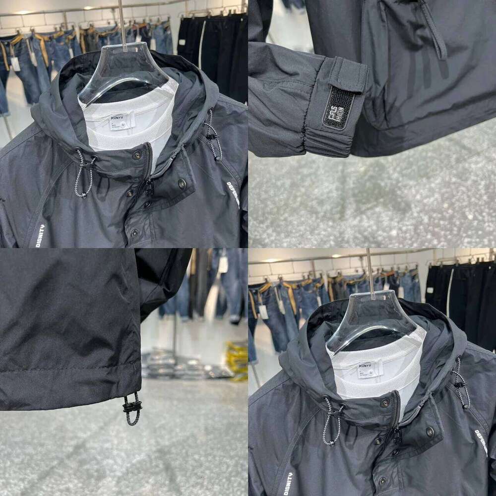 Men's Fashion Long Sleeve Hooded Casual Outerwear with Zipper Pockets Outdoor Work Bomber Baseball Jacket 26H0311