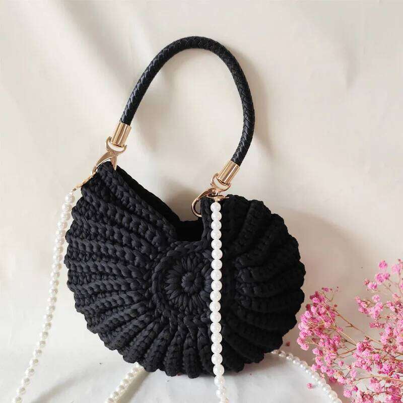 Handmade Crochet Tote Seashell Purse For Women Boho Shell Crossbody Shoulder Bag Summer Beach Clutch Hobo Handbag WONST