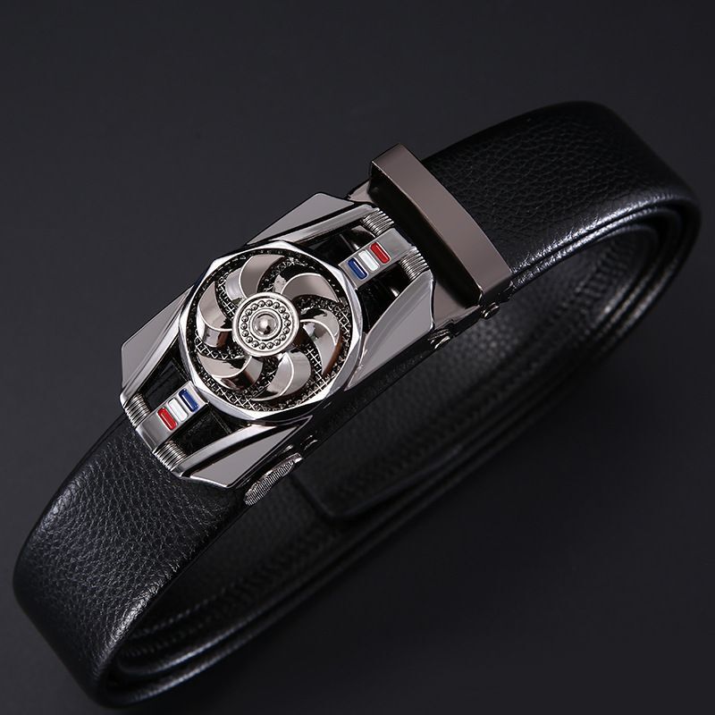 Men's Luxury Diamond-Embellished Belt, Bling Fashion Waist Belt with Red Automatic Needle Buckle, Iron Animal-Pattern Buckle, PU Construction for Outd - view 7