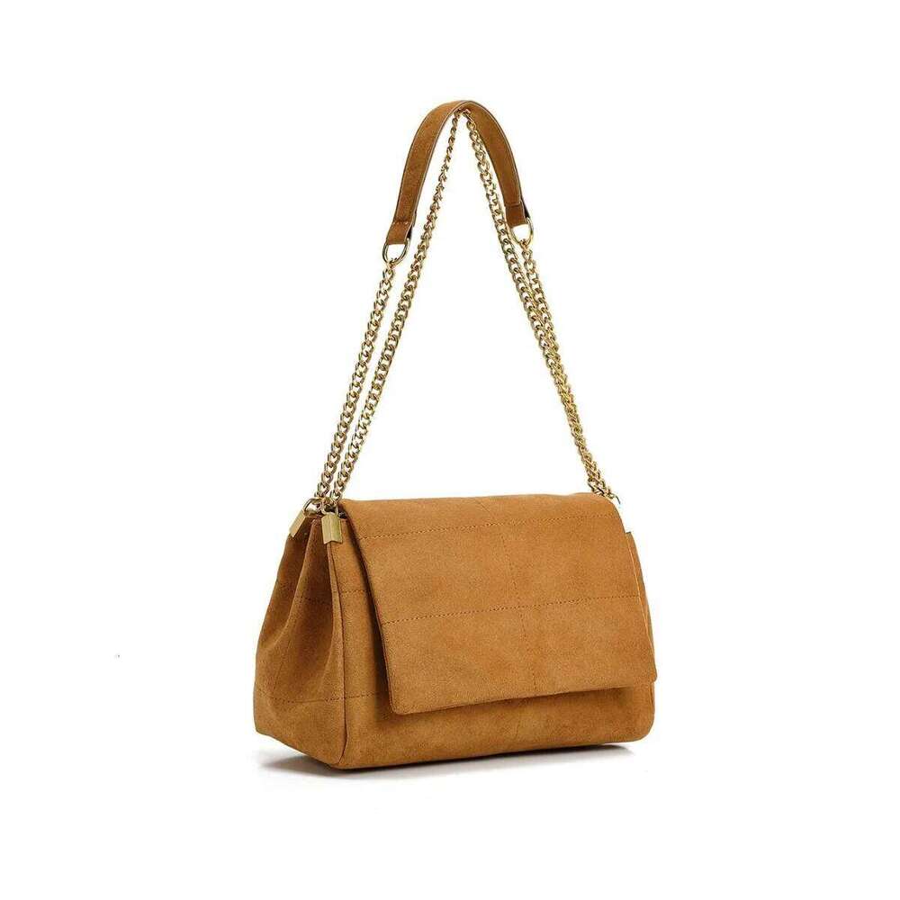 New Women Autumn Winter Suede Shoulder Vintage Tote Bag With Chains Fashion Designer Luxury Handbags Retro Crossbody Bags WONST