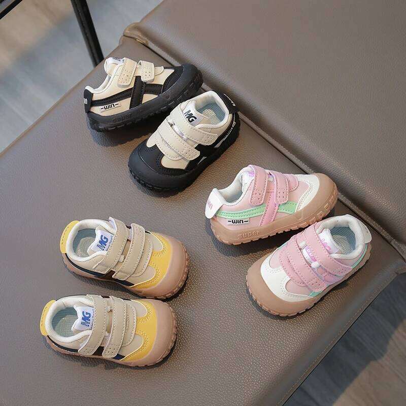 Children's Casual Sneakers Size 16-26 Khaki Leather Boys Girls Walking Spring and Autumn Beige Black Kids Board Shoes H260312