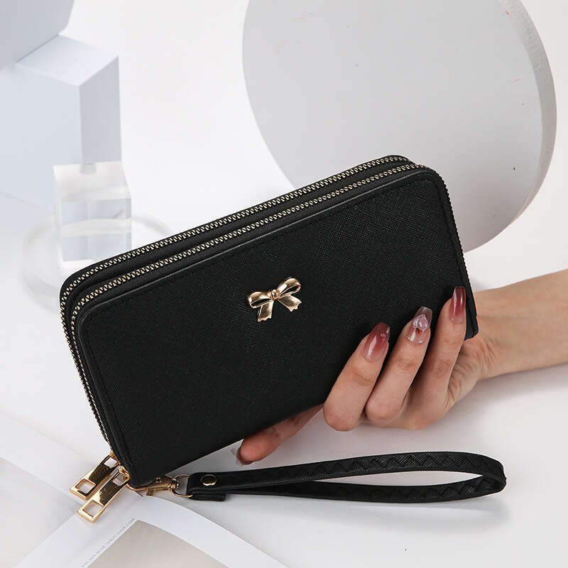Luxury fashion wallet Popular In Foreign Trade Women S Manufacturer Wholesale New Bow Double Zipper Wallet Fashion Mobile Phone Bag