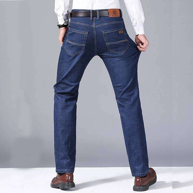 Men's Soft Straight Denim Pants Autumn Classic Business Black Biker Jeans Overalls Masculino Pantalone Hombre Mannen Homme 26Y0312