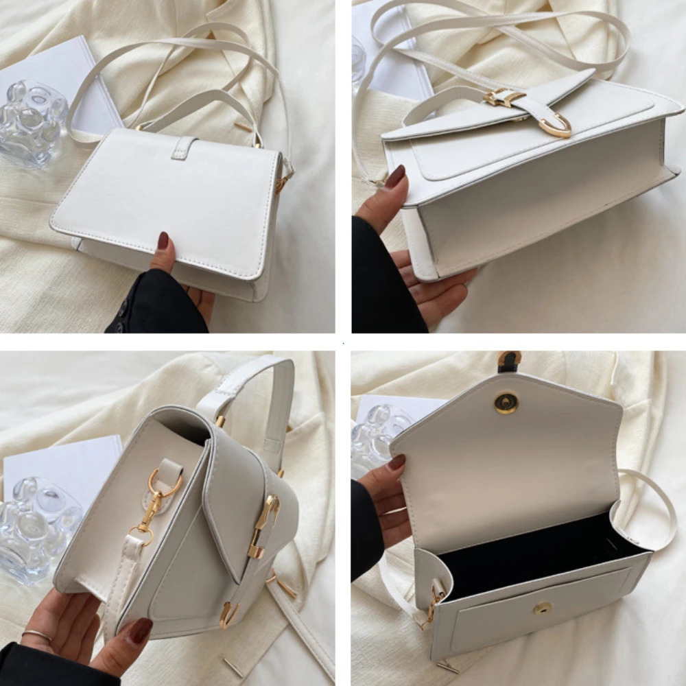 Fashionable Minimalist Crossbody Bag with Top Handle and Flap for Women Solid Color Square Purse Simple n Womens 260227