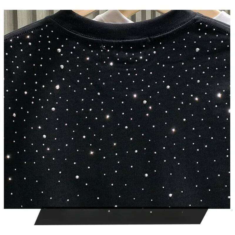 Men Clothing Summer Rhinestone Rivet Round Neck Casual T-shirt Korean Version Men's Short Sleeves Tee 26H0312