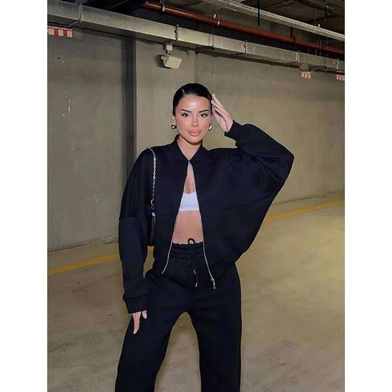 Casual Pants Suit 2025 Autumn Winter Cardigan Sweatshirts Sports Women Fashion Street Long-sleeved Jacket Trousers Two-piece Set C260312