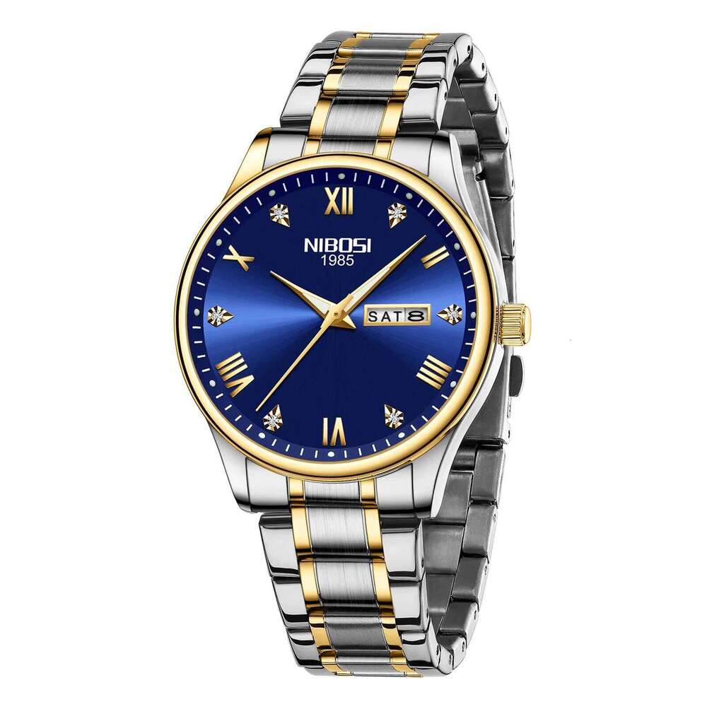 NIBOSI Quartz Watches for Men Top Brand Luxury Week Day Men's Watch Business Waterproof Stainless Steel Sports Wristwatch Reloj