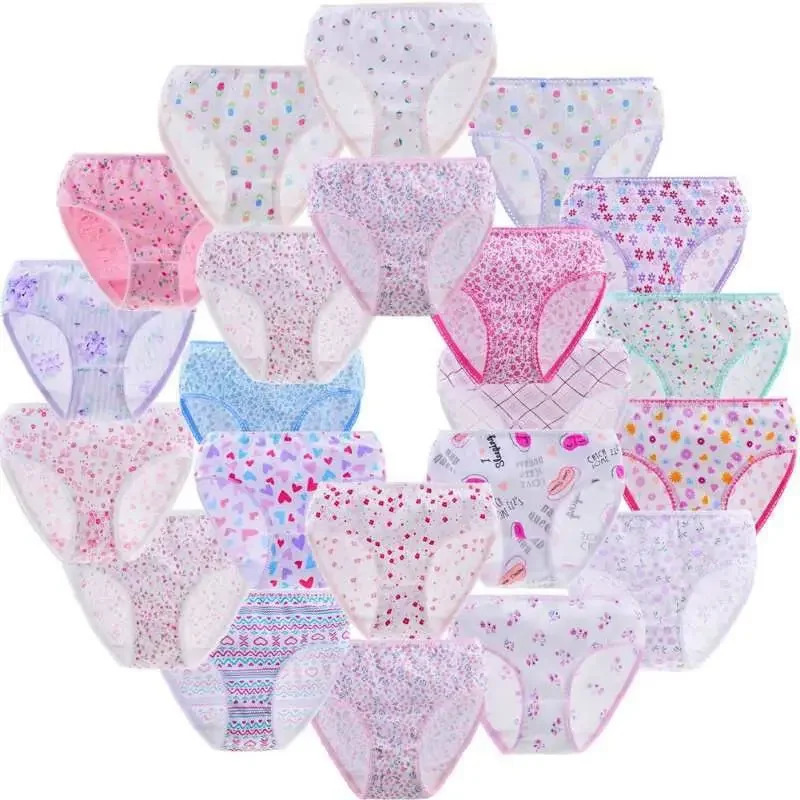 12pcs Lot Baby Girls Briefs Cartoon Underwears Children Panties Short Underpants For 112 Years 260311