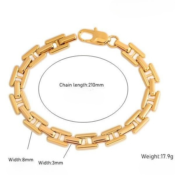 Smooth Silver Plated H Shaped Chain Bracelet Polished Fashionable Men s Daily Wear Gift High Quality Jewelry Bracelet