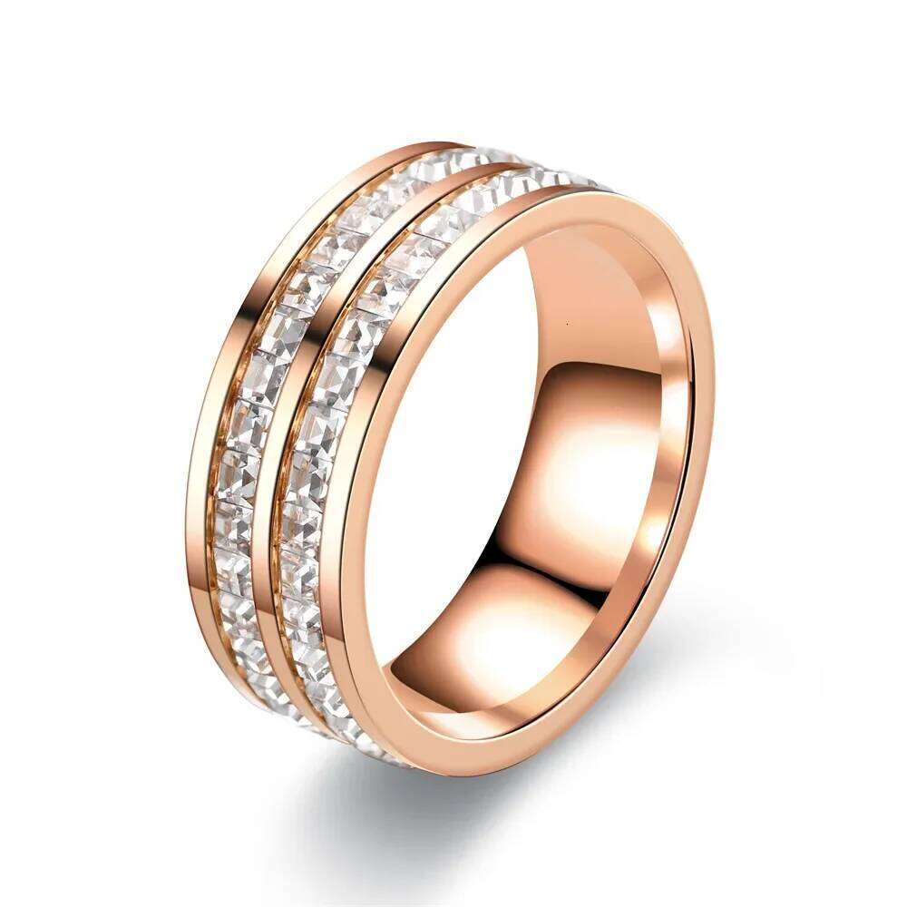 4mm/8mm Stainless Steel r Couples's Men Women CZ Cubic Zircon Rings Rose Gold Color Fashion Jewelry Size 4 5 6 7 8 9 10 11 H260312
