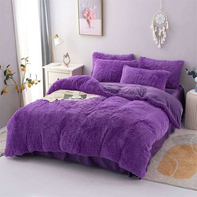 3 Piece Deluxe Winter Thickened Plush Duvet Cover Pillowcase Dormitory Bedding for Single and Double Beds H260312
