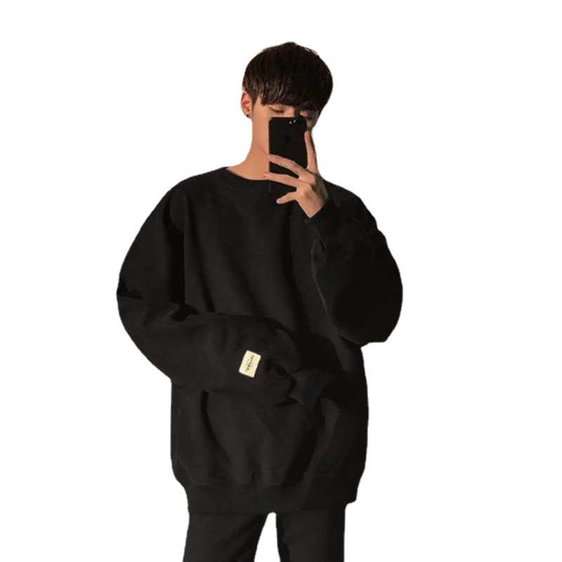 Designer Hoodie New Autumn And Winter Pullover Sweatshirt For Young Men And Students Solid Color Fleece-lined Loose Fit Couple Style Boyfriend Style V