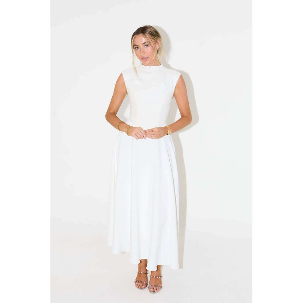 2025 New European American Style Cross-Border French Women's Solid Color High-End Simple and Elegant Lady's Dress