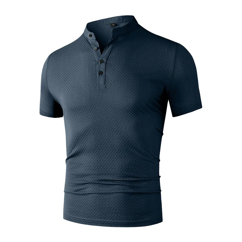 Mens Business Casual Short Sleeved Bone Flower Solid Color POLO Shirt Fashion Breathable Comfortable Summer Versatile Top 260311