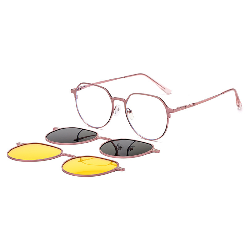 Multifunctional flat magnetic sunglasses for driving, anti-glare men's round-frame polarized clip-on sunglasses, trendy eyewear