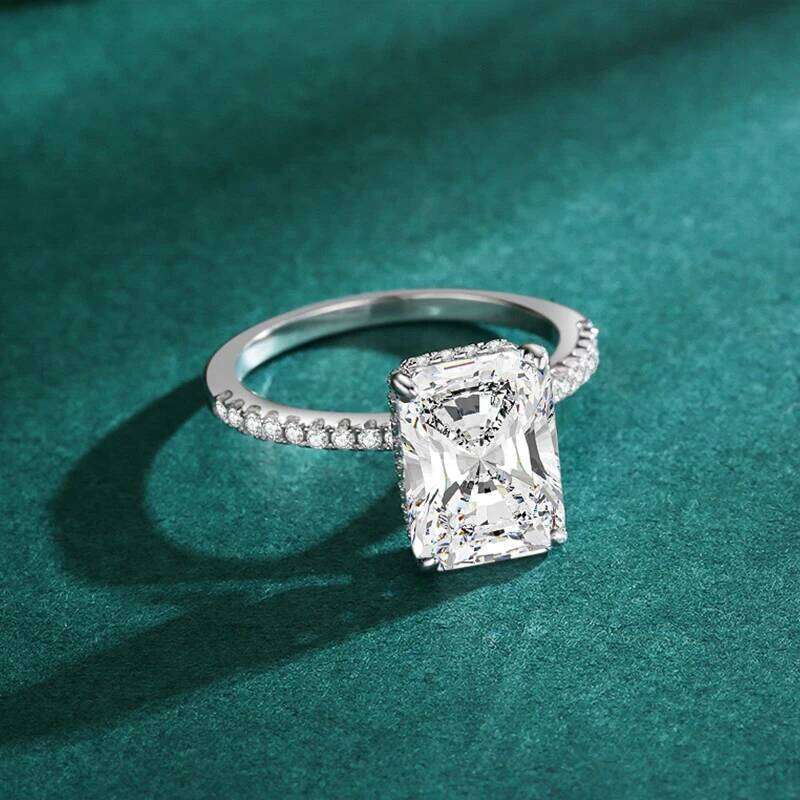 Ailmay Trendy 925 Sterling Silver Redian Cutting Rectangle 5A Zirconia Rings For Women Wedding Engagement Jewelry Gift H260312