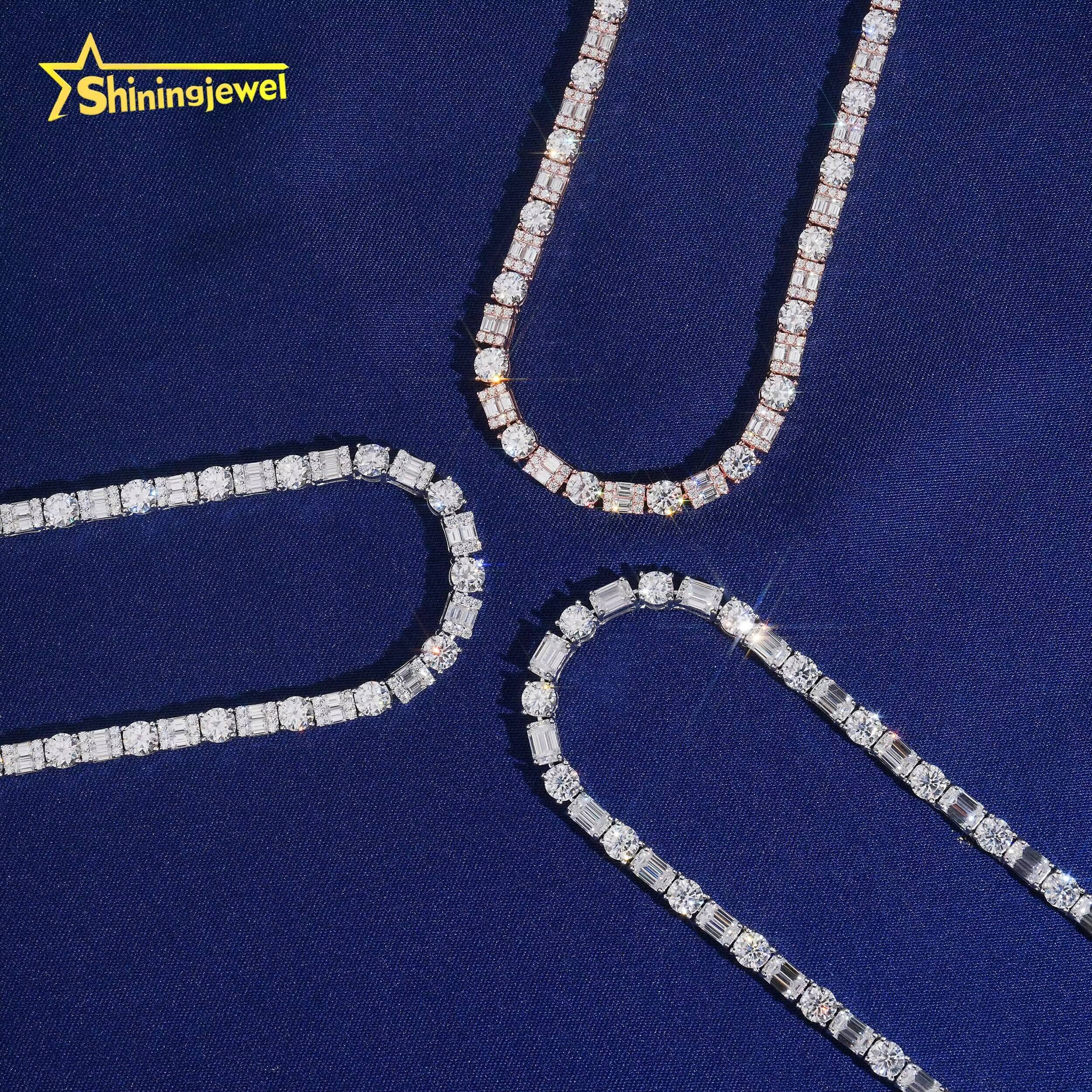 Hip Hop Jewelry Iced Out 5MM Tennis Chain 925 Silver Moissanite Tennis Necklace Pass Diamond Test Moissanite Necklace