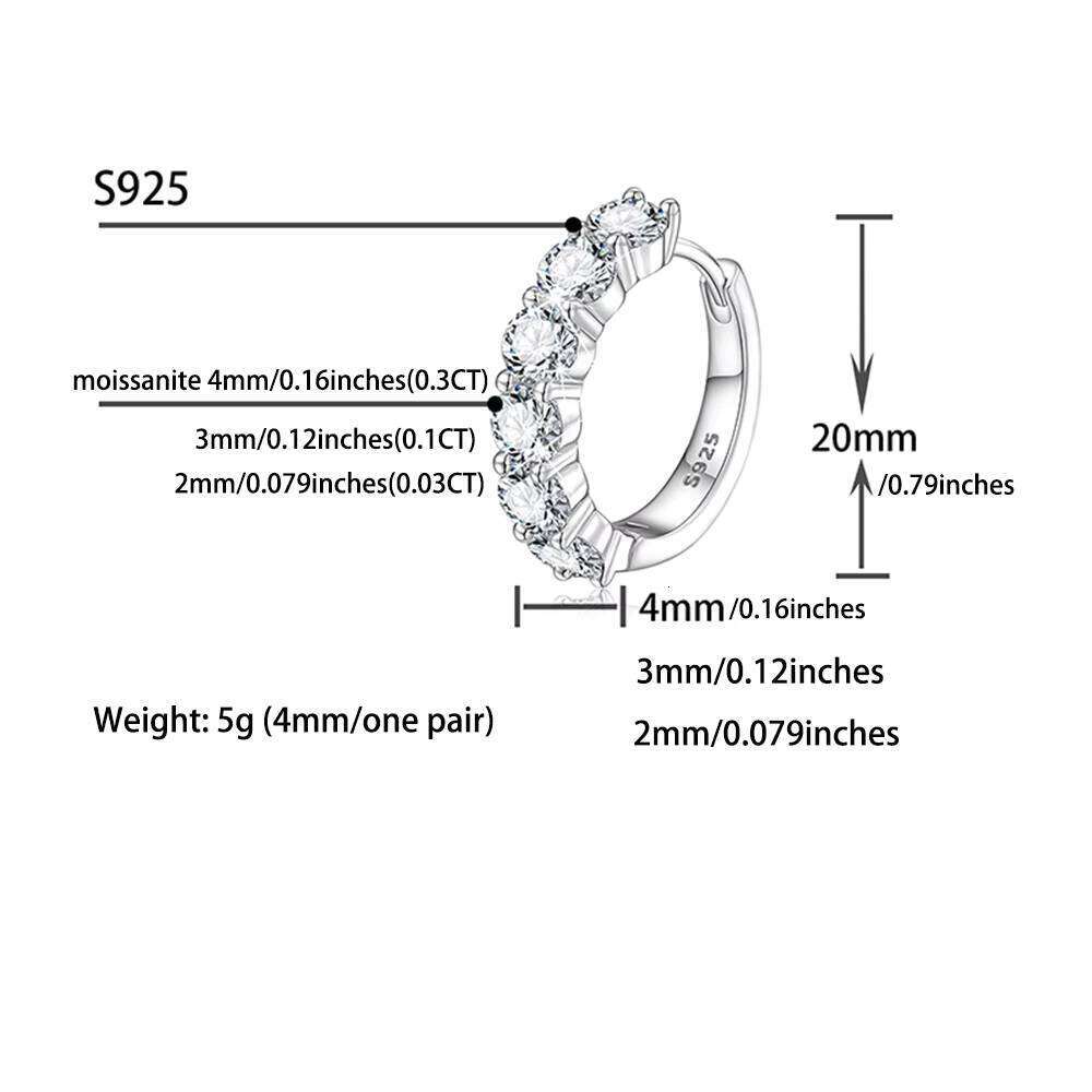 2mm 3mm 4mm Mossanite Screw Back Jewelry Sterling Sier VVS Moissanite Stud Earrings for Men and Women