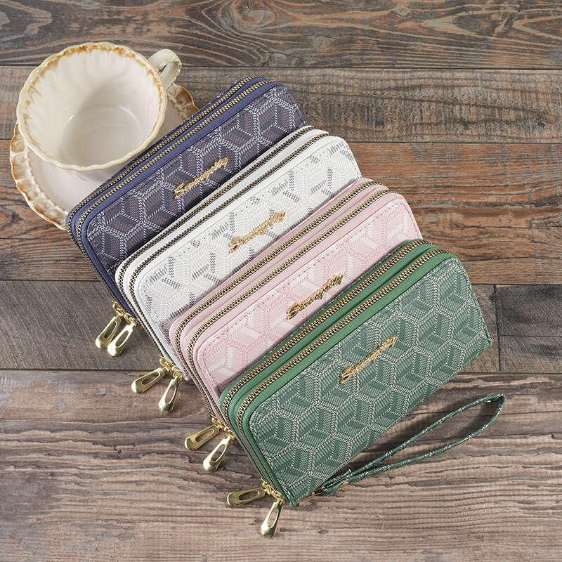 Luxury fashion wallet New INS Style Women S Wallet With Print Double Zipper Multiple Card Slots Wrist Strap Fashionable And Innovative Long Storage Cl