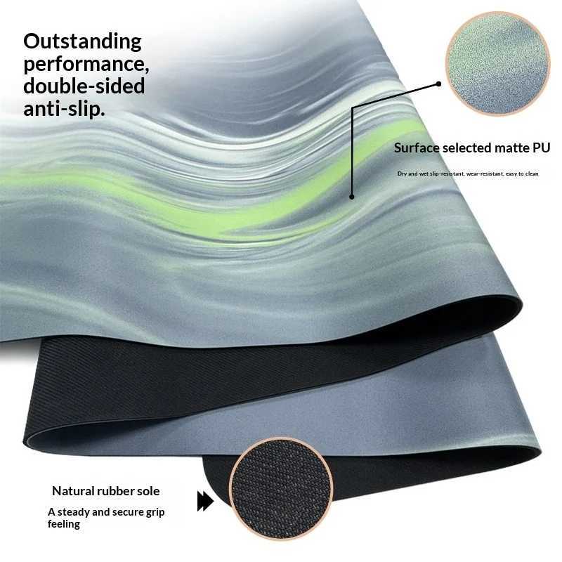 Yoga Mat Non Slip Matte PU Natural Rubber Eco Friendly Extra Thick PrEMium Grip FitnESS Home Gym Dance Pilates PurpLE M260312