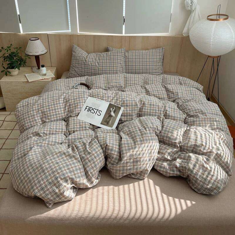 Nordic Ins Bedding Pure Cotton Duvet Cover Skin-Friendly Single Twin Full Queen Size Flat&Fitted Bed Sheets Set H260312