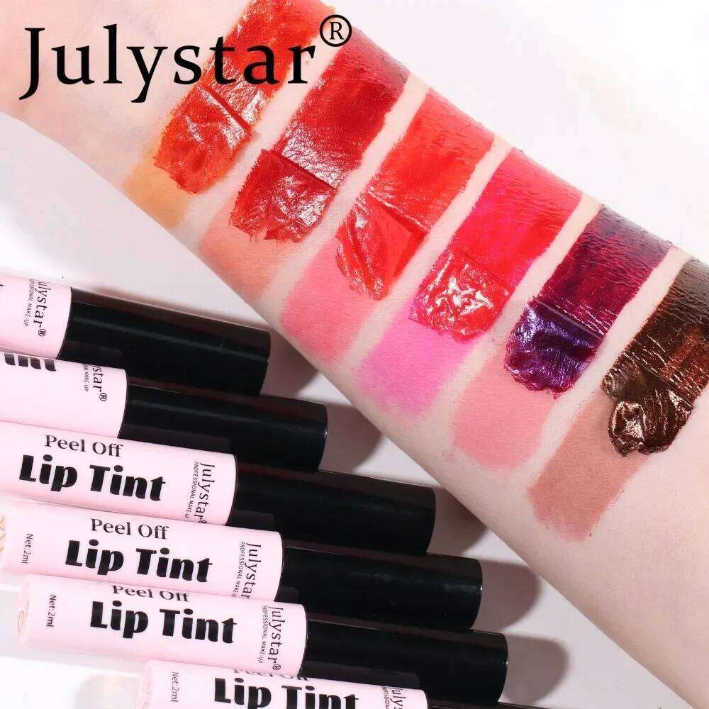 Julystar 6Color Peel Off Liquid Lipstick Waterproof Lasting Matte Purple Gloss Moisturize Tear-off Lip Stain Cosmetic Makeup W260311